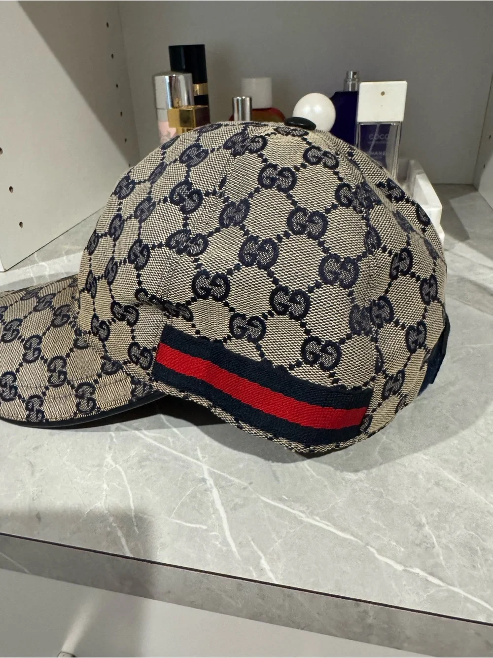 Gucci Men's GG Supreme Canvas Baseball Cap - Beige/Blue